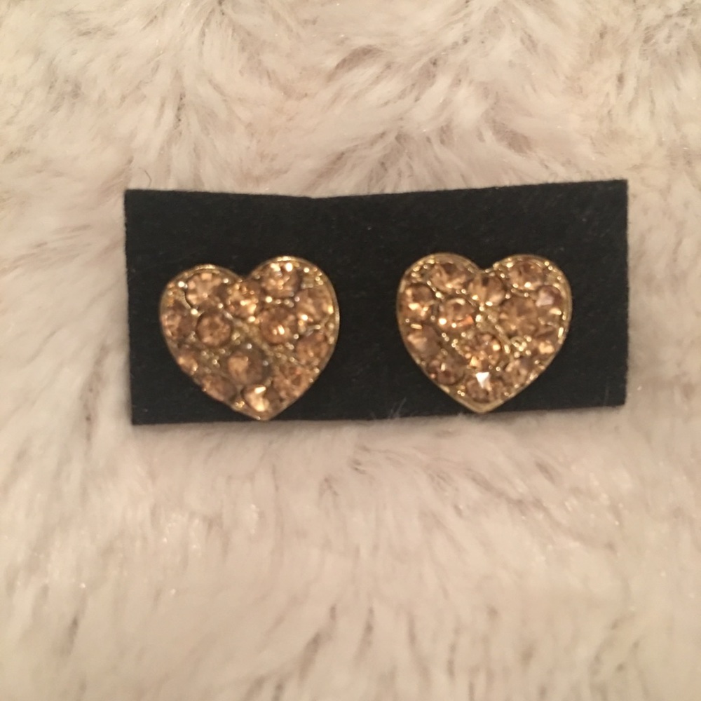 Oversized gold studded heart studs